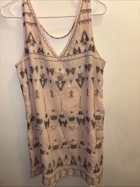 Free People Blush Pink Beaded V-Neck Dress